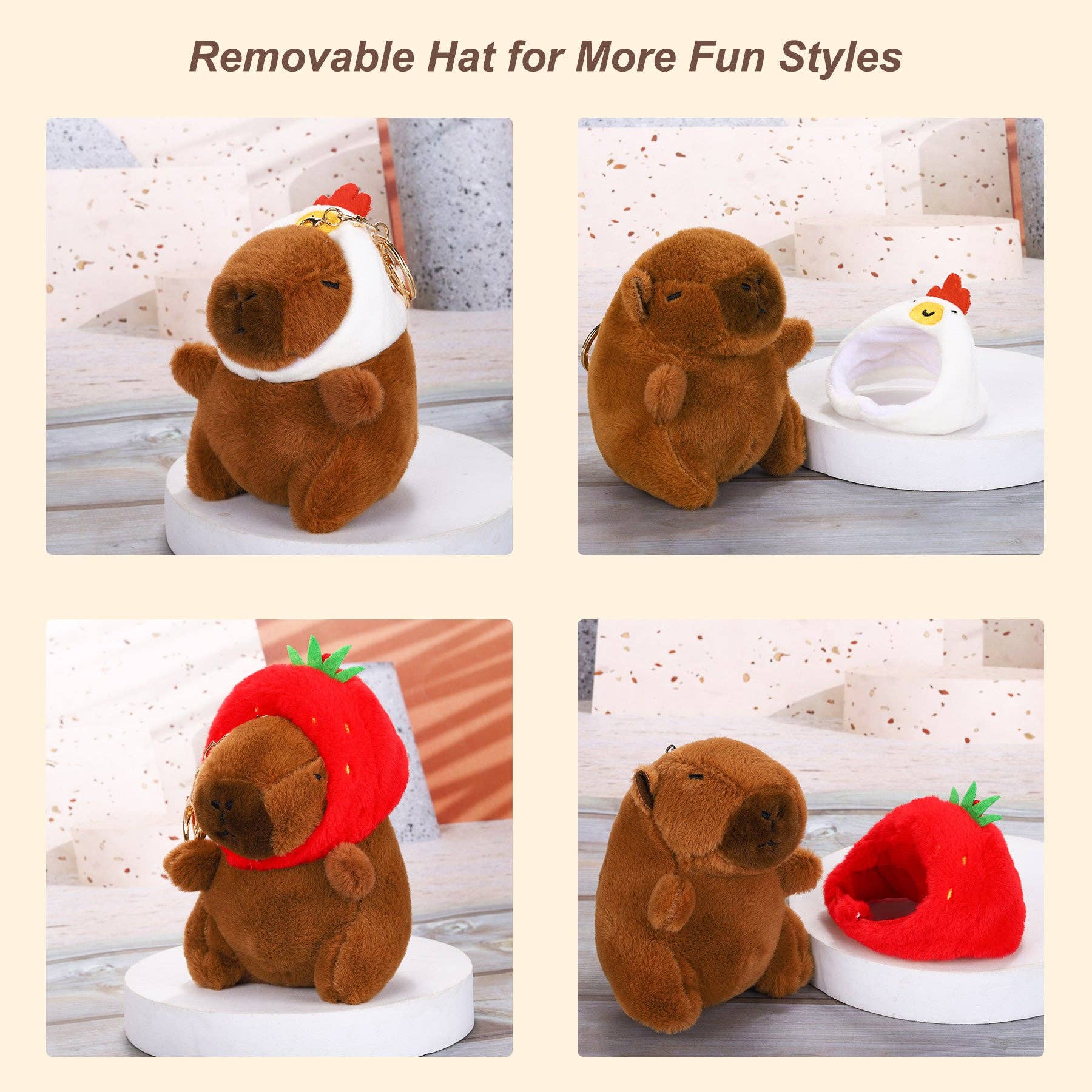 Capybara Dragon Hat Plush Keychain - Image 4